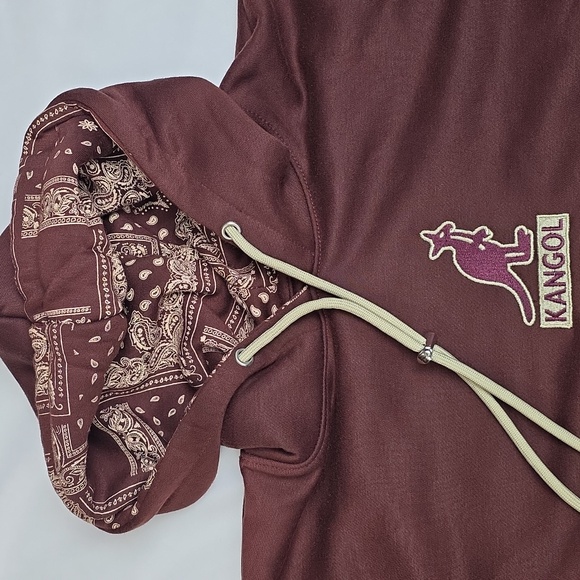 Kangol Maroon Bandana-Lined Pullover Hoodie Size M New - Picture 2 of 10